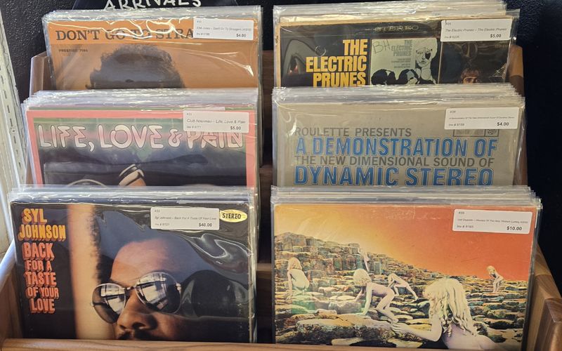 Crates of vinyl records